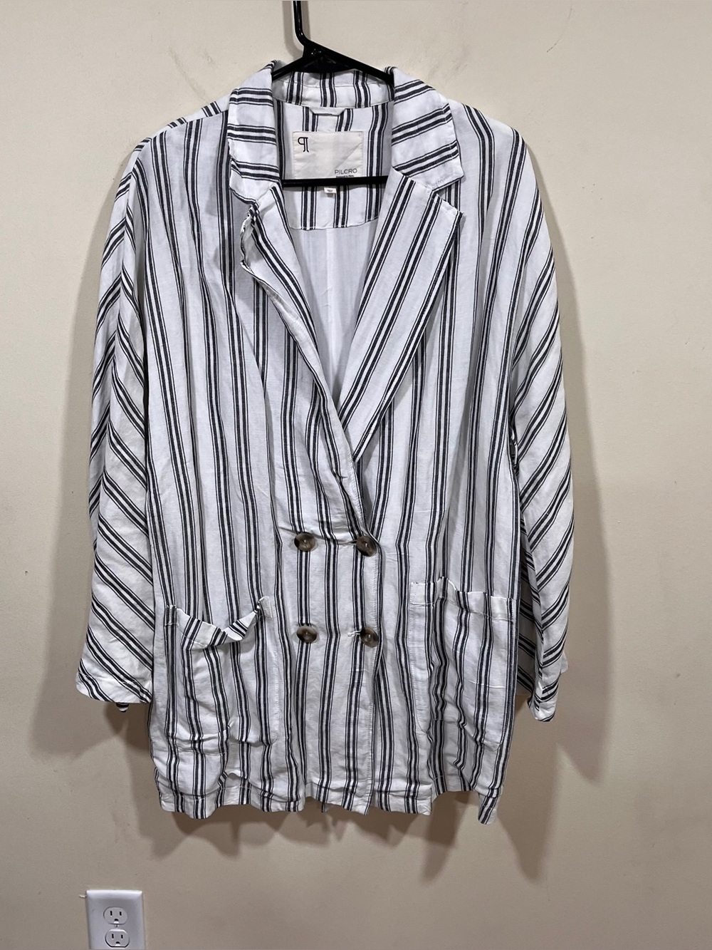 Anthropologie Pilcro Dolman Sleeve Blazer stripe small linen - Picture 3 of 8